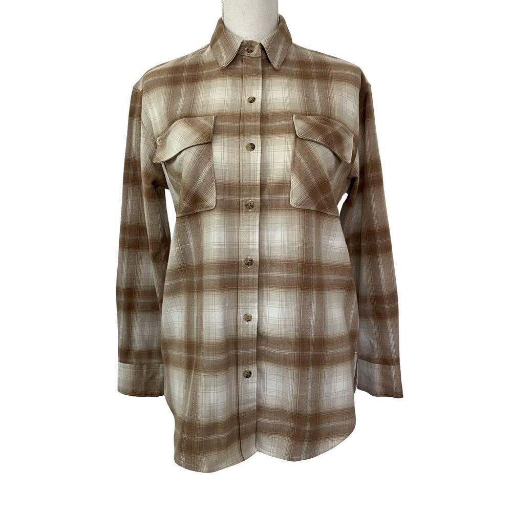 Abercrombie & Fitch Womens Plaid Oversized Flannel Shirt Size XS Pockets Country